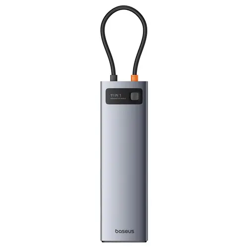 Hub USB-C Baseus Metal Gleam, USB-C, 3 x USB-A 3.0, USB-A, HDMI, VGA, Jack 3.5mm, RJ45, SD, microSD (Gri)