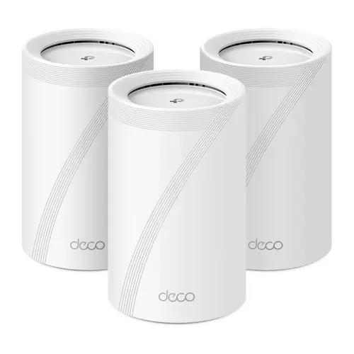 Sistem Wi-Fi Mesh TP-Link Deco BE65(3-pack), BE9300, Tri-Band, Wi-Fi 7, 4 porturi 2.5Gbps, MLO, HomeShield, cu acoperire pentru intreaga casa