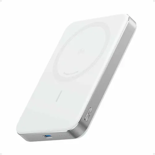 Acumulator extern magnetic Anker MagGo, 10.000 mAh, 15W, MagSafe, 1x USB-C, Ultra-Slim, pentru iPhone 16/15/14/13/12 (Alb)