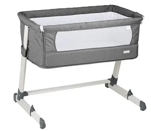 Patut co-sleeper 2 in 1 BabyGo Together, inaltime reglabila, 0 - 10kg (Gri)