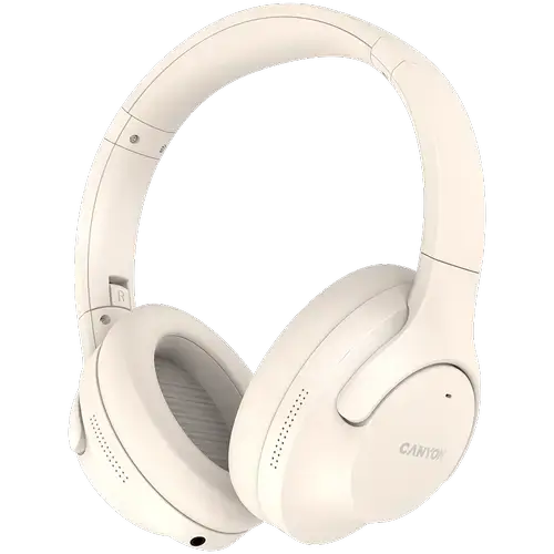 Casti Stereo Wireless CANYON OnRiff 10, Bluetooth 5.3, ANC, Hi-Fi, Autonomie 25 ore, Microfon (Bej)