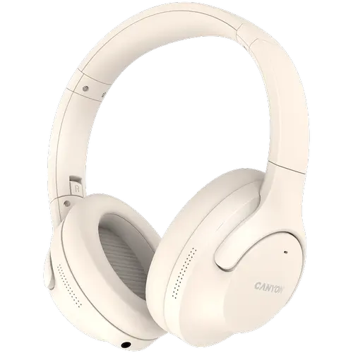 Casti Stereo Wireless CANYON OnRiff 10, Bluetooth 5.3, ANC, Hi-Fi, Autonomie 25 ore, Microfon (Bej)
