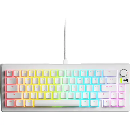 Tastatura mecanica Glorious GMMK 3, Fox Switches, Cu fir, USB, 66 taste (Alb)