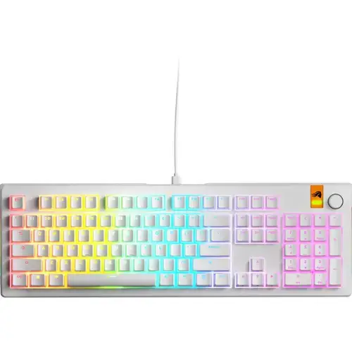 Tastatura mecanica Glorious GMMK 3, Fox HE Switches, Cu fir, USB, 104 taste (Alb)