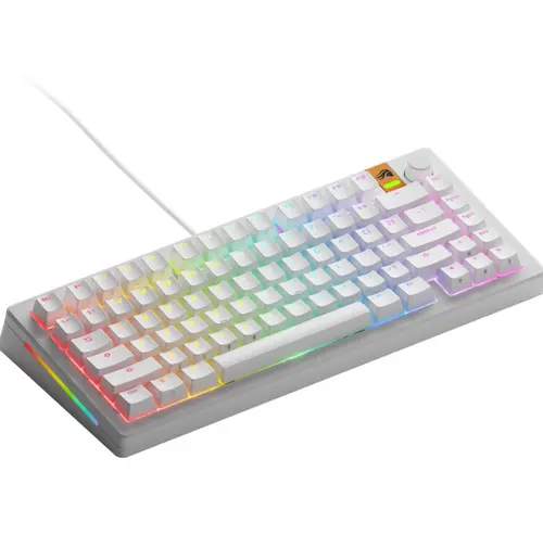 Tastatura mecanica Glorious GMMK 3, Fox HE Switches, Cu fir, USB, 81 taste (Alb)