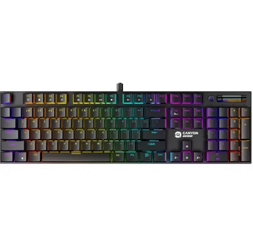 Tastatura Canyon Cometstrike TKL GK-55, Cu fir, USB, iluminat RGB (Negru)