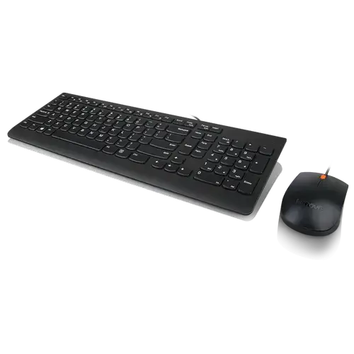 Kit tastatura si mouse Lenovo 300, Cu fir, Layout US, 1600 dpi (Negru)