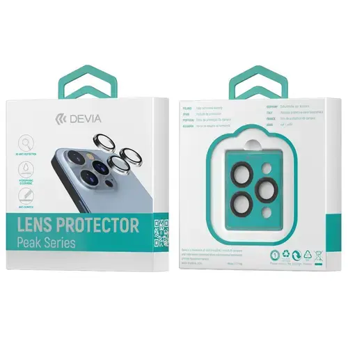 Folie Sticla Devia Camera Peak Series Diamond iPhone 15 Pro / 15 Pro Max pachet de 3 buc, Gri