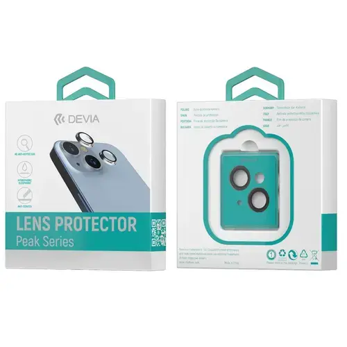 Folie Sticla Devia Camera Peak Series Diamond iPhone 15 / 15 Plus pachet de 2 buc, Gri