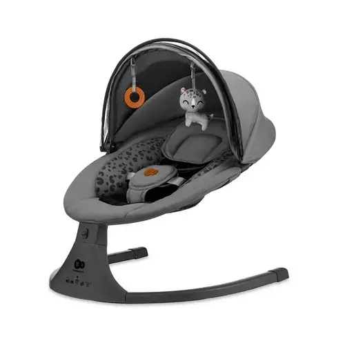 Leagan electric/sezlong KinderKraft LUMI 2, greutate maxima suportata9 Kg, baldachin, plasa de tantari, Gri