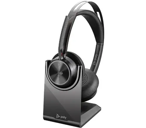 Casti cu microfon HP Poly Voyager Focus 2, Bluetooth, USB-A, USB Type-C + Stand de incarcare (Negru)