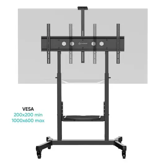 Stand mobil cu raft ONKRON TS1991, 50inch - 100inch, 120 Kg (Negru)