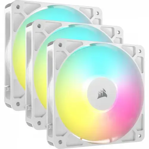 Ventilator Corsair RS120 ARGB PWM, ARGB LED, 120mm, 3 bucati (Alb)
