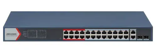 Switch Hikvision DS-3E1326P-EI(B), 24 porturi, PoE