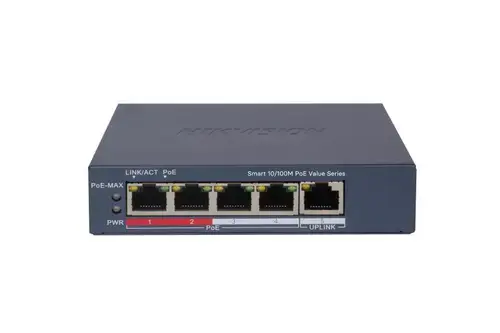 Switch Hikvision DS-3E1105P-EI/M(V2), 4 porturi, PoE