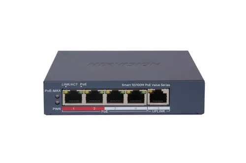 Switch Hikvision DS-3E1105P-EI/M(V2), 4 porturi, PoE