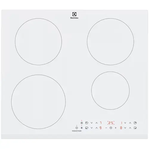 Plita incorporabila Electrolux LIR60430BW, Inductie, 4 zone de gatit, Booster, Timer electronic, Indicator caldura reziduala, 60 cm (Alb)