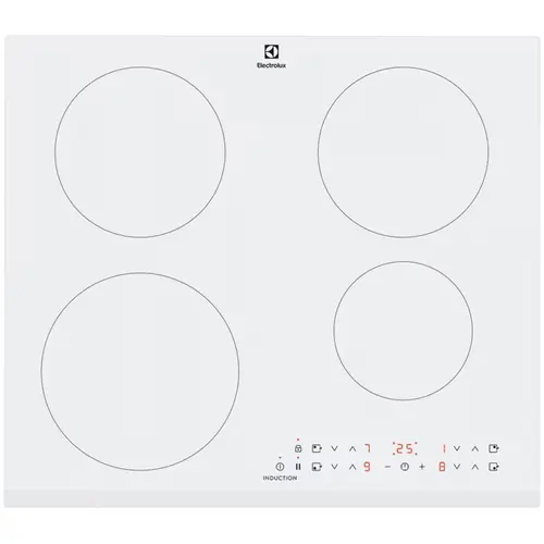 Plita incorporabila Electrolux LIR60430BW, Inductie, 4 zone de gatit, Booster, Timer electronic, Indicator caldura reziduala, 60 cm (Alb)