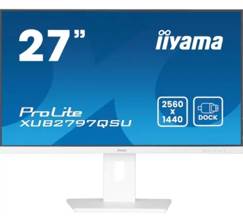 Monitor IPS LED Iiyama 27inch XUB2797QSU-W2, QHD (2560 x 1440), HDMI, DisplayPort, Boxe, Pivot, 100 Hz, 1 ms (Alb)