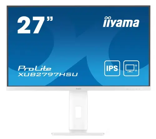 Monitor Iiyama 27inch XUB2797HSU-W2, Full HD (1920 x 1080), HDMI, DisplayPort, Pivot, Boxe, 100 Hz, 1 ms (Alb)
