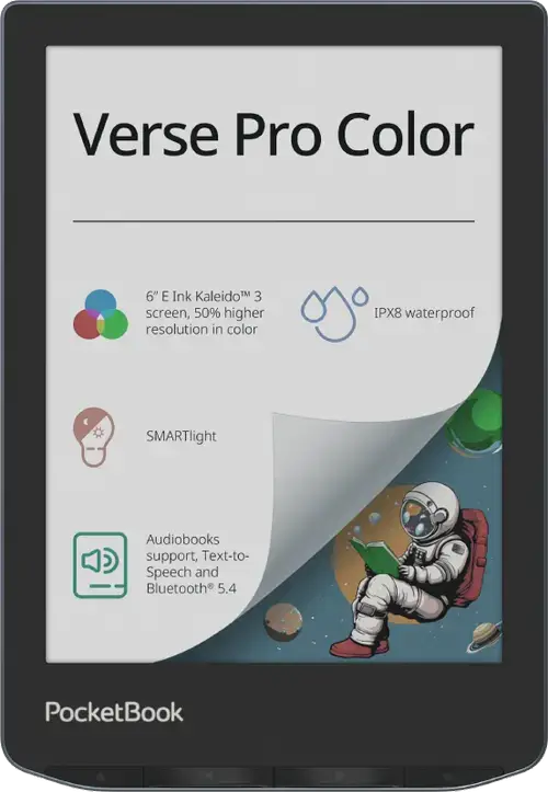 eBook Reader PocketBook Verse Pro Color, Ecran tactil 6.0inch E Ink Carta™ 1200, 300DPI, 1GB RAM, 16GB Flash, SMARTlight, WiFi (Albastru)