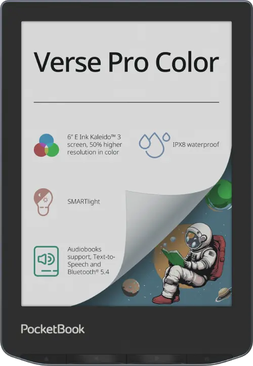 eBook Reader PocketBook Verse Pro Color, Ecran tactil 6.0inch E Ink Carta™ 1200, 300DPI, 1GB RAM, 16GB Flash, SMARTlight, WiFi (Albastru)