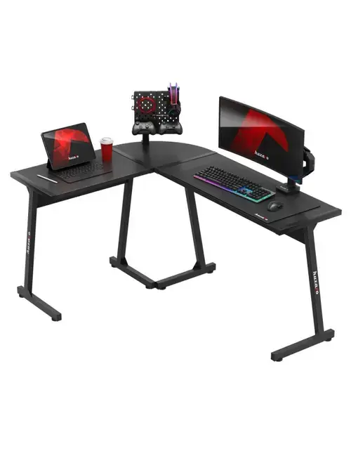 Birou gaming Huzaro Hero 6.0, 147 x 112 x 74 cm, Otel, Picioare ajustabile (Negru)