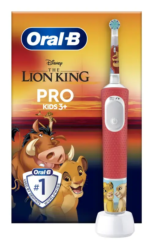 Periuta de dinti electrica Oral-B Vitality Pro D103 Lion King, 3 moduri periaj, 8800 oscilatii/min (Rosu)