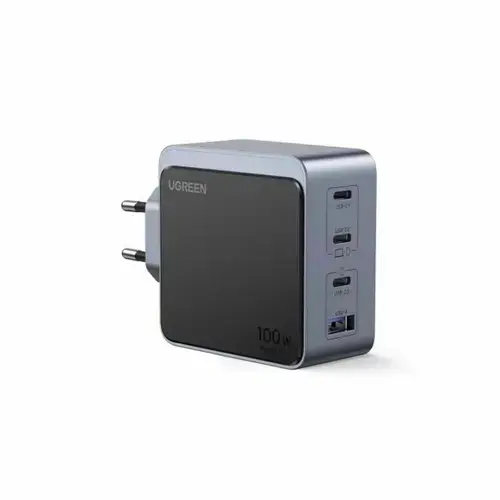 Incarcator retea Ugreen Nexode Air 100W, GaN Fast Charging, 3x USB-C, 1x USB-A, Negru/Gri