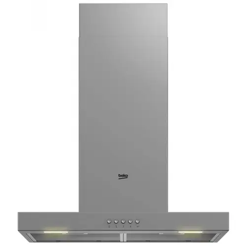 Hota decorativa Beko BHCB61622BXH, Putere de absortie 613 m3/h, 3 trepte de viteza, Iluminare LED, 60 cm (Inox)