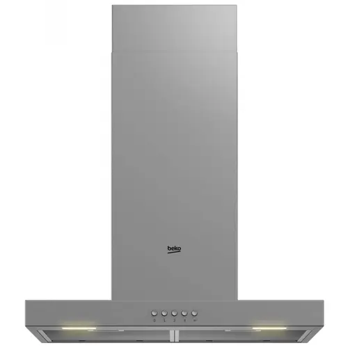 Hota decorativa Beko BHCB61622BXH, Putere de absortie 613 m3/h, 3 trepte de viteza, Iluminare LED, 60 cm (Inox)