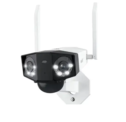 Camera supraveghere exterior wireless GSM 4G Reolink Duo 2 G750, 8 MP, unghi vizual 180 grade, slot card, lumina alba/IR 30 m, 10.400 mAh, detectie oameni/vehicule, microfon, difuzor, PIR (Alb)