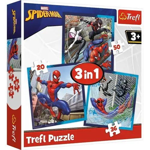 Puzzle Trefl 3 in 1 Disney Marvel Spider-Man, 20/36/50 piese