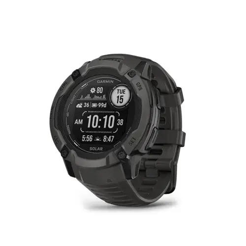 Ceas activity outdoor tracker Garmin Instinct 2X Solar, GARMIN PAY, 50mm, curea silicon, iOS | Android, Bluetooth, Rezistenta la apa 10 atm (Negru/Gri)