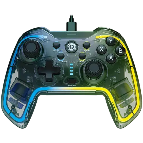 Gamepad Canyon Brighter GP-02, PC/Nintendo/PS3/Android, Led RGB, USB Type-C (Transparent)