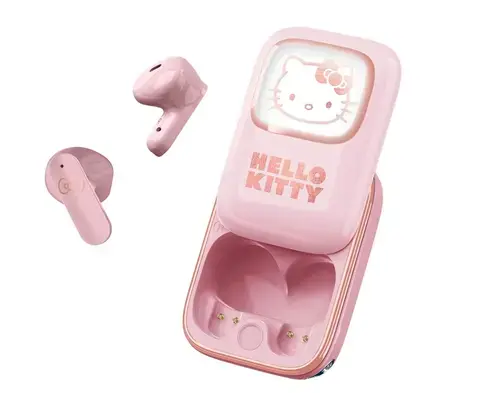Casti True Wireless OTL Technologies HELLO KITTY SLIDE, Bluetooth, Autonomie 6 ore, Control tactil, Microfon (Roz deschis)