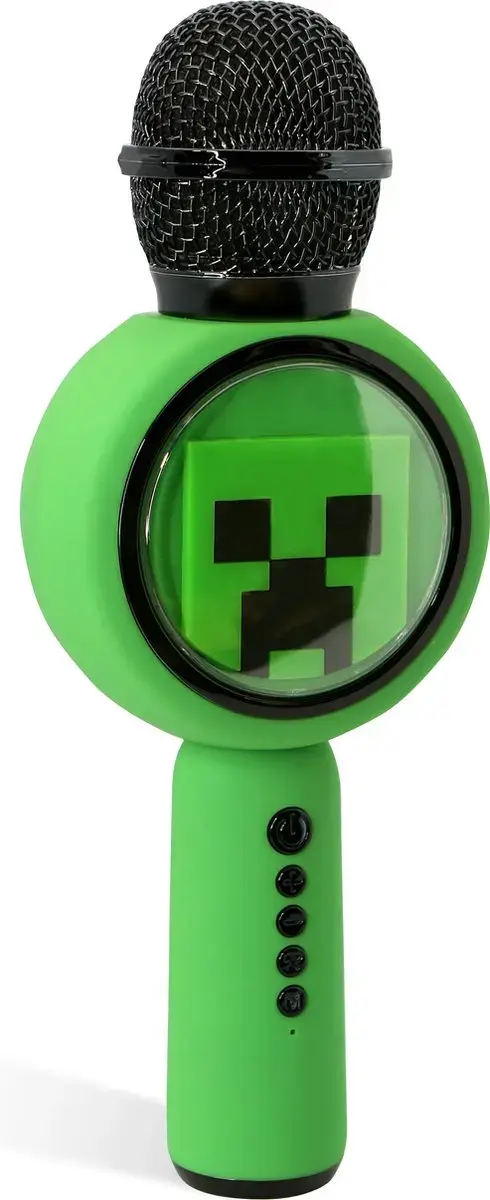 Microfon karaoke OTL Technologies MINECRAFT CREEPER, difuzor integrat 5 W, Bluetooth 5.3, MP3 (Verde)