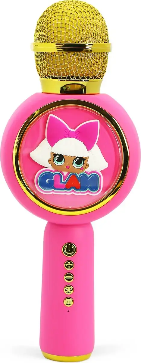 Microfon karaoke OTL Technologies L.O.L SURPRISE! GLAM, difuzor integrat 5 W, Bluetooth 5.3, MP3 (Roz/Auriu)