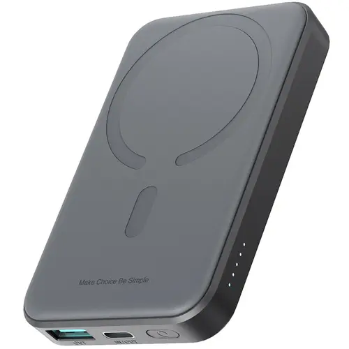 Baterie Externa Joyroom JR-W020 MagSafe, 5000mAh, 20W, QC + PD + FQI, 1 x QI - 1 x USB-A - 1 x USB-C (Negru)
