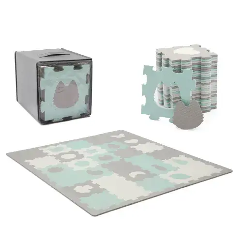 Covoras de joaca pentru copii KinderKraft LUNO SHAPES, puzzle 3D, 1850 x 1650mm (Verde)