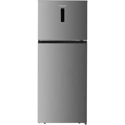 Frigider cu doua usi Heinner HF-HM415NFSE++, 415 l, Full No Frost, Clasa E, Compresor Dual Inverter, Display, Blocare Acces copii, H 178 cm (Argintiu)