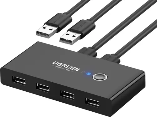 Hub USB Ugreen US216, 4 x USB-A, Sharing Switch (Negru)