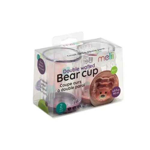 Set 2 pahare pentru copii Melii, cu design interior, Roz/Mov