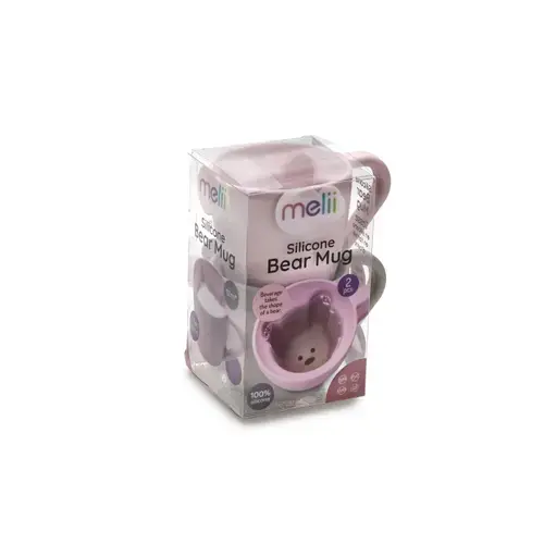 Set 2 cani pentru copii Melii Ursulet, cu design interior, Roz/Mov