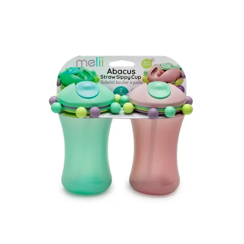 Set 2 cani cu pai Melii Abacus, 2 x 340 ml, Roz/Verde