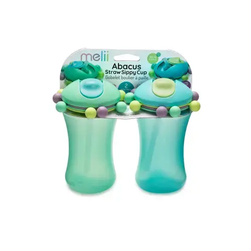 Set 2 cani cu pai Melii Abacus, 2 x 340 ml, Albastru/Verde