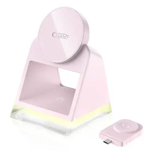 Incarcator Retea Wireless Tech-Protect QI15W-A43 3in1, 15W, 1.67A (Roz)
