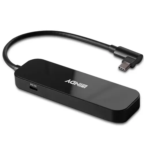 Hub USB Lindy LY-43334,  2x USB-A, 3x USB-C, PD 3.0 pana la 100 W (Negru)