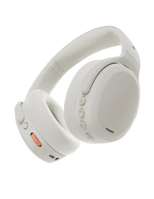 Casti Stereo Wireless SkullCandy Crusher ANC 2, Bluetooth, Autonomie 50 ore, Control vocal hands-free, Tehnologie Skull-IQ (Alb/Portocaliu)