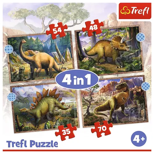 Puzzle Trefl 4 in 1 Dinozaurii Interesanti, 35/48/54/70 piese